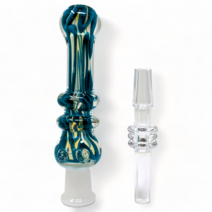 4" Fumed Sketchy Chic Art Nector Collector W/ Quartz Tip - [D1407]